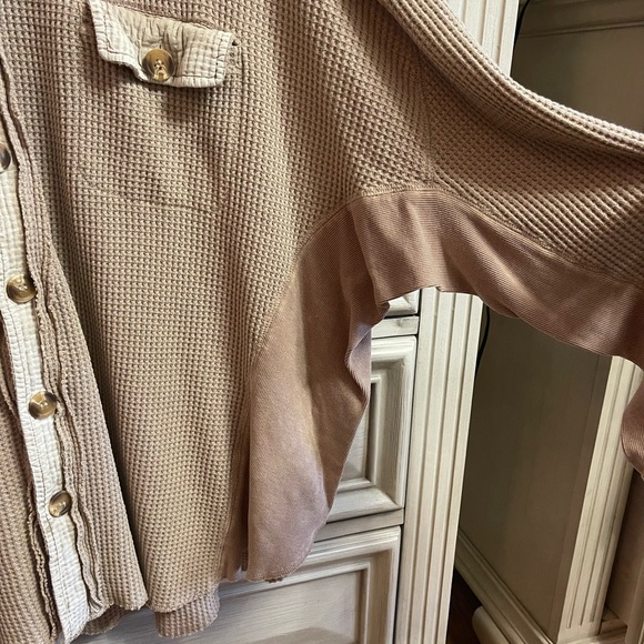 Oversized Tan Waffle Knit Shacket - Picture 7 of 10